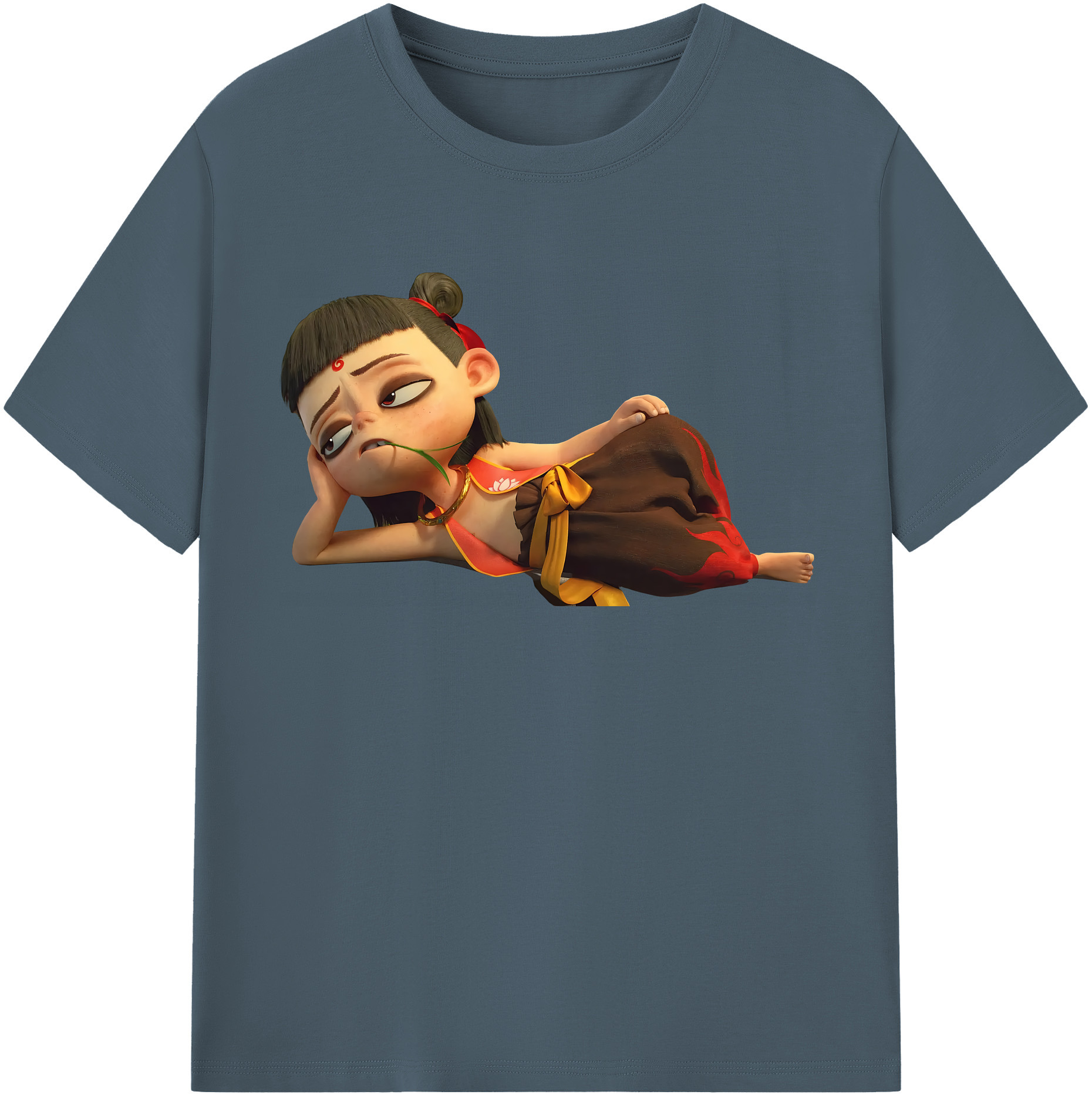 （画像用） Ne Zha 2 ナタ 魔童の大暴れ 綿100％半袖Tシャツ（フロントプリント）